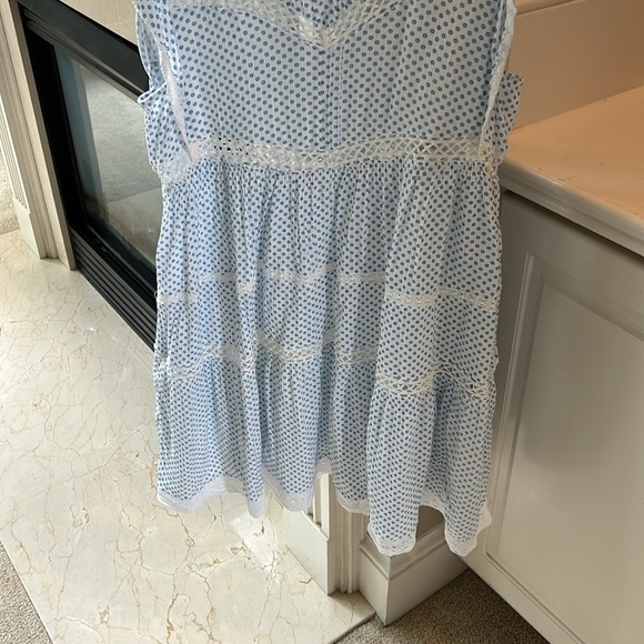 Free People Retro Kitty Crochet Lace Accent Floral Shift Mini Dress Size Small - Picture 3 of 14